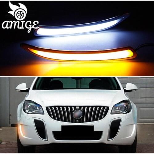 DNO LED Daytime Running Headlamps For Opel Insignia GS 2010 2011 2012 2013 2014 2015 Daylights Yellow Signal Car DRL Foglamp