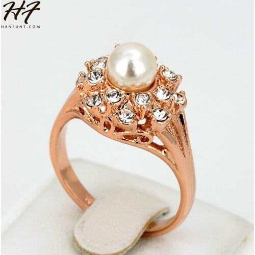 Top Quality Elegant Imitation Pearl Crystal Ring Silver Color Austrian Crystals Full Sizes HotSale R171 R182