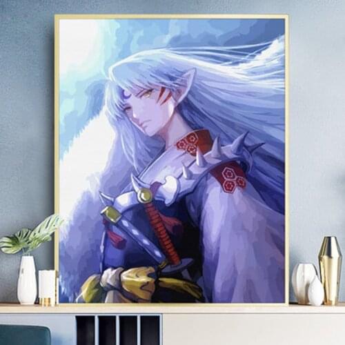 Painting By Numbers DIY Cartoon Inuyasha Handmade Gift Paint By Number Canvas Kits Figure Acrylic Paint Decoration