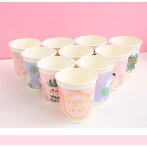 Creative and Cute 50 Disposable Paper Cups Home Cartoon Office Company Use Thickened Juice Hot and Cold Beverage Cups