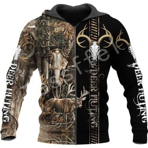 Tessffel Deer Hunting Camo 3D All Over Printed New Mens Sweatshirt Harajuku Zipper Hoodie Casual Unisex Jacket Pullover S-25