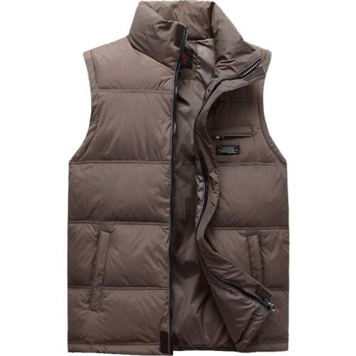 Men Sleeveless Male Jacket with Pockets 4Xl Winter Waistcoat Fashion Plus Size Masculine Photographer Vest Thick Duck Down Warm