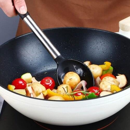 Pack of 2 Large Silicone Cooking Spoon Non Stick Solid Basting Spoon Heat-Resistant Kitchen Utensils for Mixing