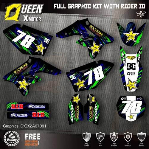 Queen X MOTOR Custom Team Graphics Decals Stickers Kit For SUZUKI Decal 2007 2008 2009 RMZ 250 001
