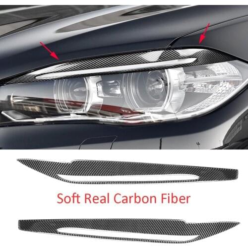 Carbon Fiber Headlight Eyelids Eyebrow Trim For BMW F15 X5 F85 X5M X6 2014-2018