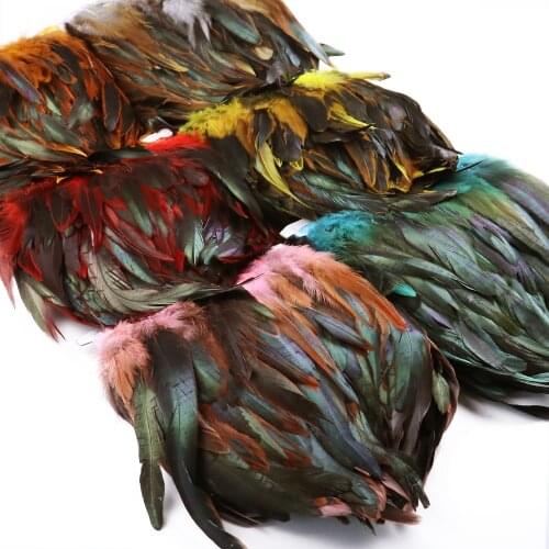 Natural Rooster Feathers Trim For Needlework 13-18Cm Plumas Fringe Ribbon Wedding Dress Decoration Plumes Feather Diy Crafts