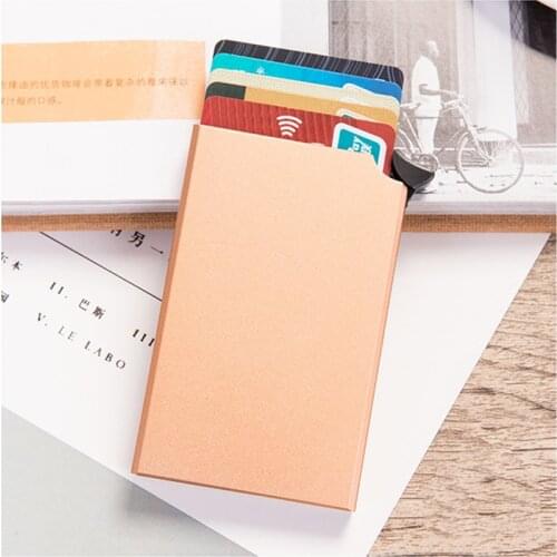 BISI GORO 2020 New Metal Men Card Holder Rfid Blocking Metal Aluminum Box Mini Wallet Automatic Pop Up Ultra-thin ID Card Case