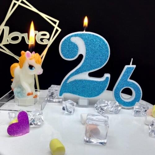 Extra large blue glitter digital candle happy birthday cake full moon hundred days confession male boy child 520 gift