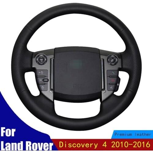 Hand-stitched Car Steering Wheel Cover Wear-resistant Black PU Artificial Leather For Land Rover Discovery 4 2010-2016