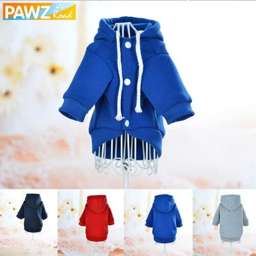 PAWZRoad Pet Dog Clothes Dog Hoodies for Winter Dog Clothing with Hat Thick Warm 4 color Fashion Sport Coat for Dog Cat Products