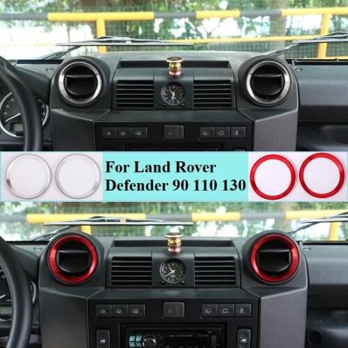 Aluminum Alloy Silver/Red Car Inner Center Console Air Vent Outlet Cover Ring For Land Rover Defender 90 110 130 2004-2016
