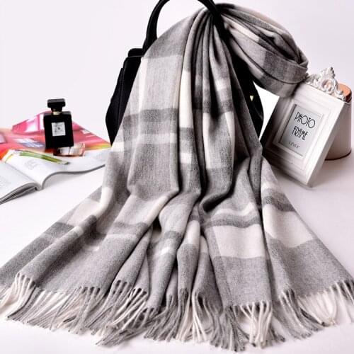 Plaid Wool Scarf Women Winter Warm Thick Oversize Shawls and Wraps Ladies 2021 Luxury Brand Cashmere Scarf Long Blanket Scarf