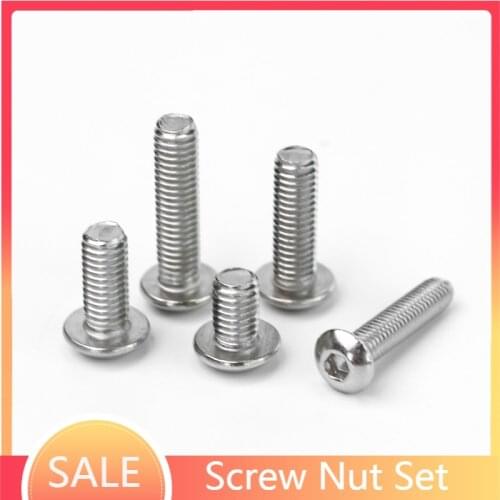 Hex Button Socket Head Cap Screw Nut Hexagon Metric Thread Stainless Steel Flat Round Cap Head Screw Kit Bolts washers Nuts