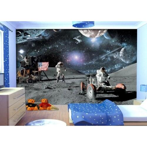 Stereoscopic 3d wallpaper Moon car Custom photo wallpaper 3D stereoscopic wallpaper living room TV background wall