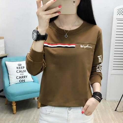 Letter Print Stripe Sweatshirt Women Pullovers 2021 Autumn Winter Korean Fashion Plus Size Woman Clothes Long Sleeve Sweat Femme