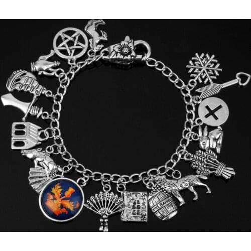 Charm Snow Book Horse Pendant Bracelet Outlander Serie TV Jewelry Vintage Chain Links Bangles Christmas Party Jewelry Gift