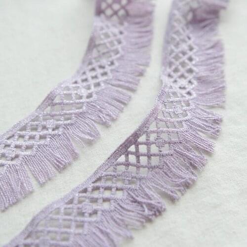 High Quality Hot Sale 2 Meters/lot Violet Tasse Lace Trim Sewing Costume Craft Applique Fringe Lace