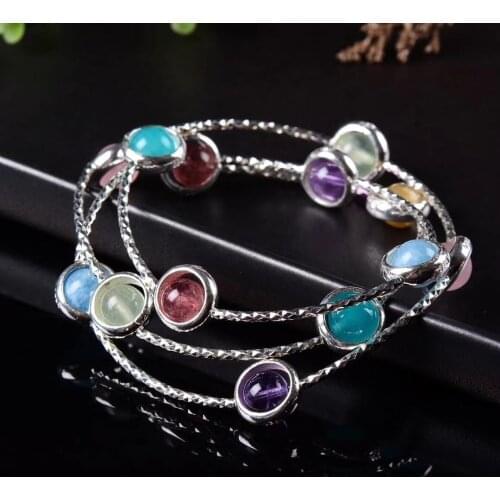 S925 pure silver jewelry original design fashion handmade DIY colorful crystal hand string