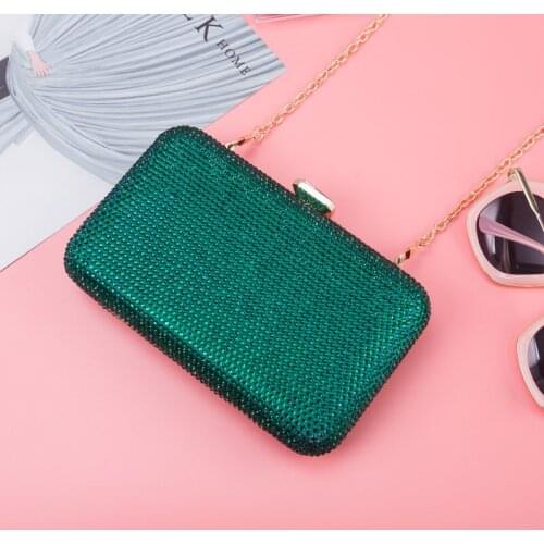 Lady Green Hollow Out Women Glitter Evening Bags Metal Clutches Bags Chain Shoulder Crossbody Bag Ladies Party Box Clutch Purse