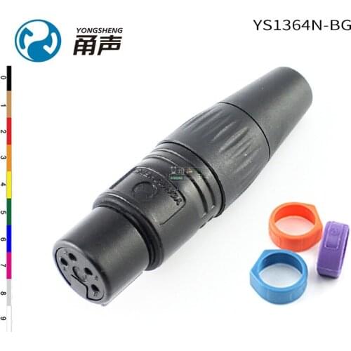1Pcs Yongsheng YS1364N-BG Black gold-plated four-core female XLR balanced plug with color ring Fever audio accessories