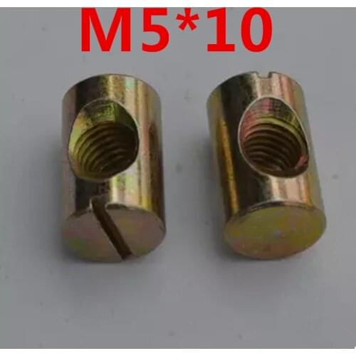 50pcs M5 Barrel Bolts Cross Dowel Slotted Furniture Nut fittings for Beds Crib Chairs Horizontal hole nut hammer embedded DT2