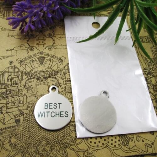10pcs--"BEST WITCHES"stainless steel charms 5 styles for choosing DIY Charms for necklace bracelets