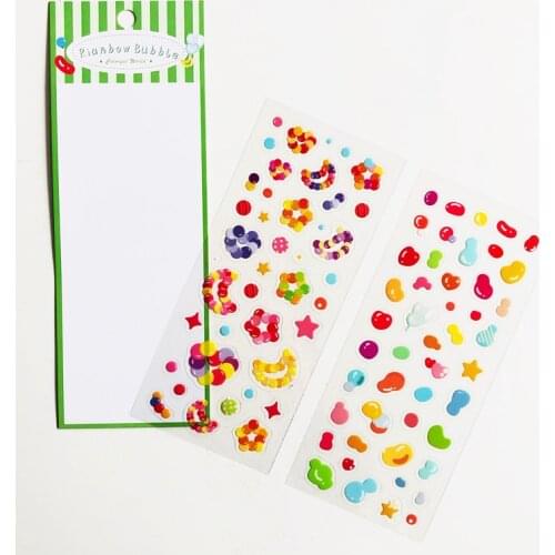 2 Sheets/Bag Colorful Rainbow Bubbles Decorative Bullet Stickers Diary Handbook Decoration