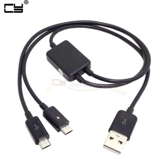 2 in 1 Combo USB to Micro USB Dual Plug Data Charger Splitter Cable For HTC Samsung Cell Phone & Tablet