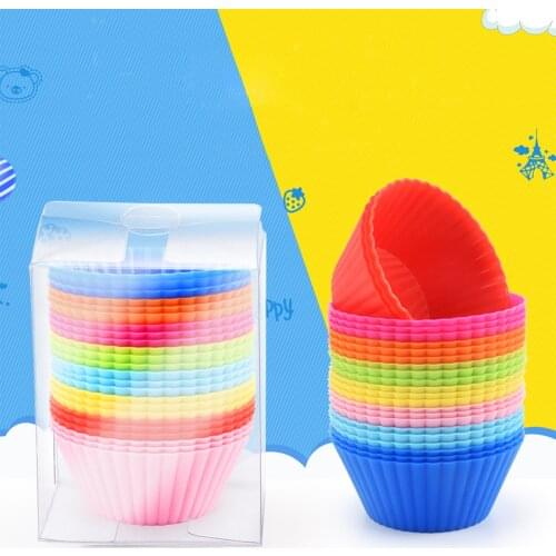 24PCS Baking Cups Silicone Cake Mold Round Shaped Muffin Cupcake Baking Molds Cooking Bakeware Maker DIY Cake Decorating