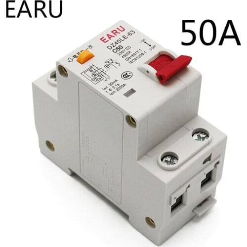 50A DZ40LE EPNL DPNL 230V 1P+N Residual Current Circuit Breaker With Over And Short Current Leakage Protection RCBO RCCB MCB