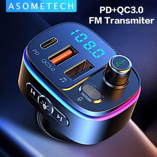 USB Car Charger Bluetooth 5.0 FM Transmitter Handsfree Quick Charge Type C PD QC3.0 USB Charger Adapter For iPhone 12 11 Samsung