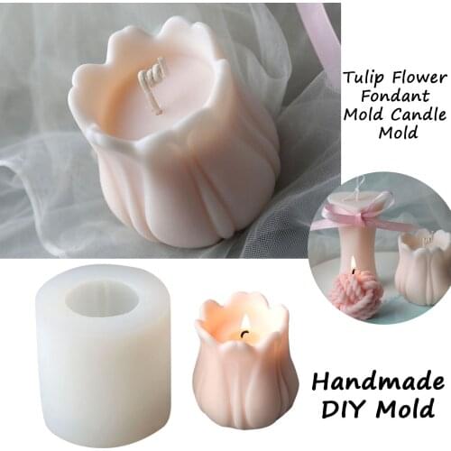 Big Promotion Candles Mold Tulip Flower Fondant Mold DIY Candles Mould Candle Mold Handmade Silicone Soap Mold 3D Silicone Molds