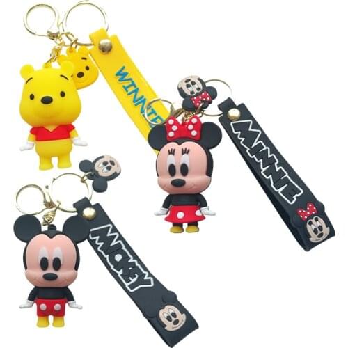 Cartoon Mickey Minnie Mouse Pooh Bear Tigger Donald Duck Doll Key Chain Pendant Decoration Party Small Gift Key Ring Gift