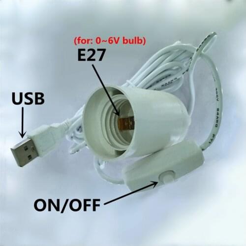 Usb turn E27 6V lamp base With switch USB Connect bulb E27 turn to USB Connect bulb seat e27 Transformation lamp holder for usb