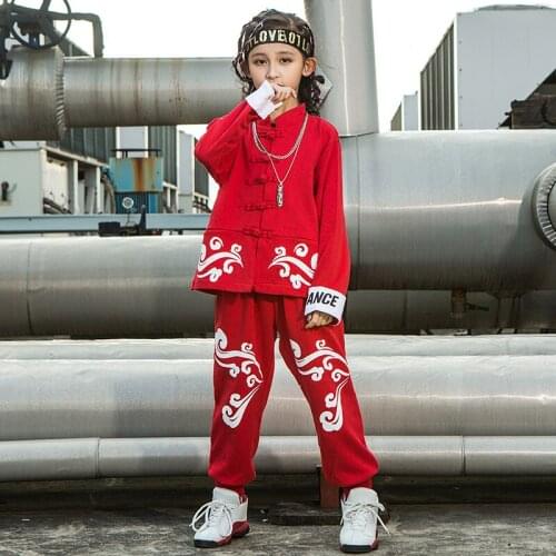 Chinese Style ChildrenS Hip-Hop Suit For Girls Jazz Dance Costume Boys Festival Wear Street Catwalk Costume 110-180 Cm DL5287