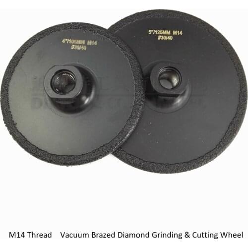DIATOOL 2pcs/pk Vacuum Brazed diamond flat grinding wheel (105mm+125mm) M14 Thread Grit#30/40 Shaping wheel
