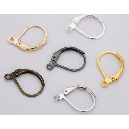 20pcs/lot France Lever Earring Hooks Findings 10x15mm Gold Silver Color Copper Earring Hooks Ear Wire For Jewelry Accessories