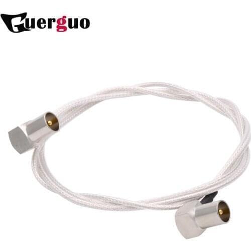 Customized TV Male Right Angle switch TV Male 90 Degree Pigtail Cable Adapter for TV Signal 1m RG316 Transparent White RF Cable