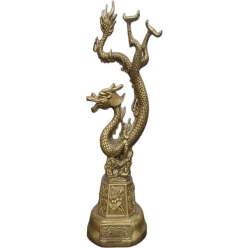Chinese old bronzes Flying dragon copper Statue