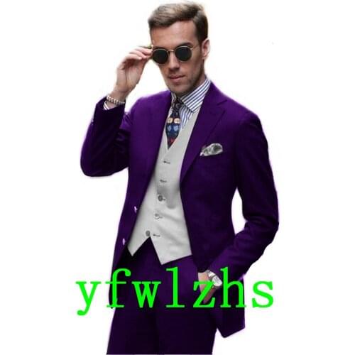Handsome Groomsmen Notch Lapel Groom Tuxedos Wedding Dress Men Suits Blazer Prom Dinner (Jacket+Pants+Tie+Vest) A680