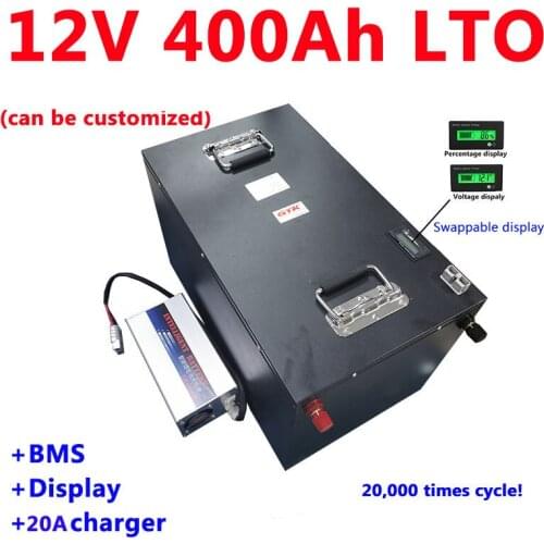 GTK 12V 400Ah Lithium titanate Battery 2.4v LTO cells with 5s BMS 20000 cyclelife for 1500w 3000w solar panes yacht+20A charger