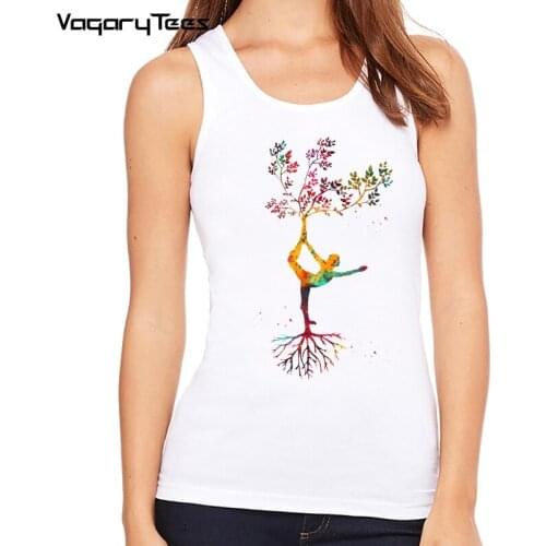 Lady Tree Printing Tank-top Women Summer Graphic Tees Harajuku Shirts for Women Fashion Crew Neck Tops Female Camisetas Mujer