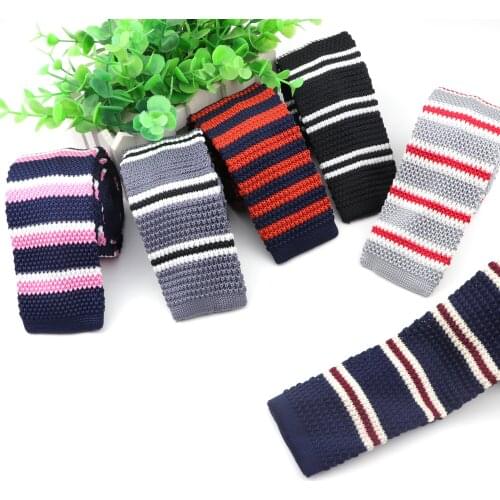 Mens Slim Knitted Tie Fashion Leisure Knit Striped Necktie Skinny Narrow Neck Ties For Men Skinny Woven Designer Cravat