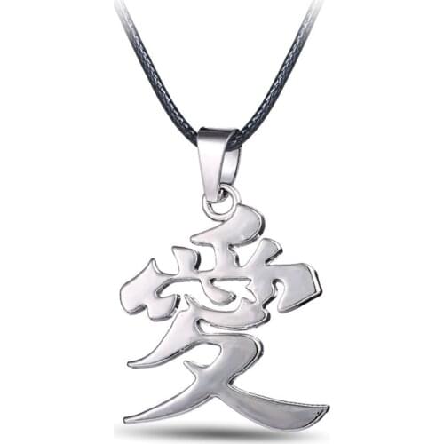 Stainless steel Anime Naruto Pendant Necklace Sabaku no Gaara Sign Love Sample For Men And Women Jewelry Accessories