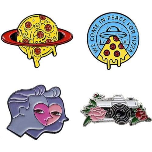 Planet Badges Camera Brooches Lapel Pins For Women Cute Hijab Pins Enamel Badges Large Anime Brooches Accessories On Backpack