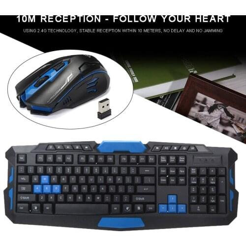 Portable 2.4Ghz Wireless Keyboard And Mouse Set 104 Keys Gaming Keypad 4 Buttons 1200DPI Mice Combos With USB Receiver