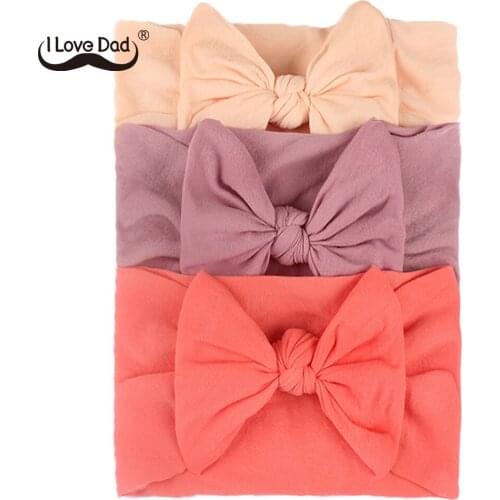 3pcs/set Cute Baby Girl Headbands Bowknot Newborn Baby Girl Elastic Hair Bands Solid Color Nylon Infant Baby Hair Accessories