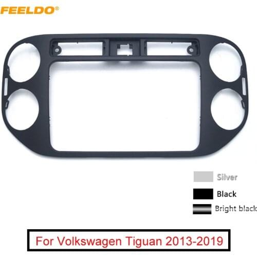 FEELDO 2Din Car Radio Fascia Frame for Volkswagen Tiguan 2013-2019 Stereo Panel Dash Mount Trim Installation Kit