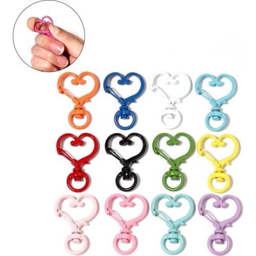 SAUVOO 10pcs Alloy Heart Shape Lobster Clasp Swivel Split Hooks For DIY Jewelry Making Necklace Key Ring Connector Accessories
