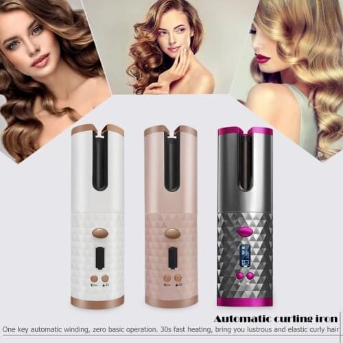New Portable Wireless Automatic Curling Iron Hair Curler USB Rechargeable for LCD Display Curly Machine